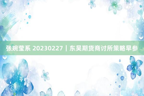 张婉莹系 20230227｜东吴期货商讨所策略早参