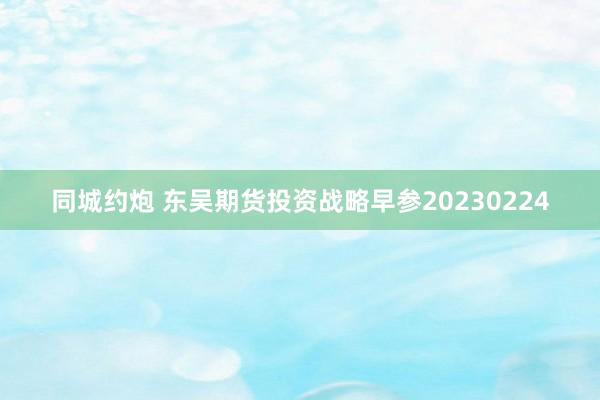 同城约炮 东吴期货投资战略早参20230224