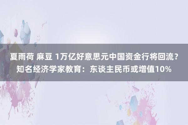 夏雨荷 麻豆 1万亿好意思元中国资金行将回流？知名经济学家教育：东谈主民币或增值10%